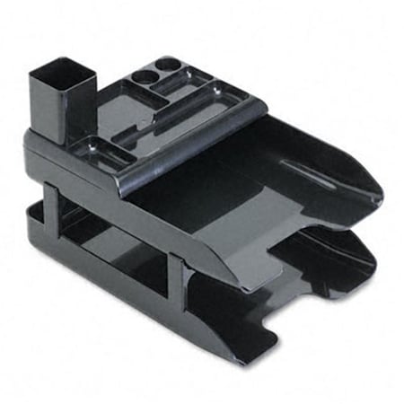 Deflect-O 583004 Corporate Desk Tray Set  Two-Tier  Plastic  Metallic Black